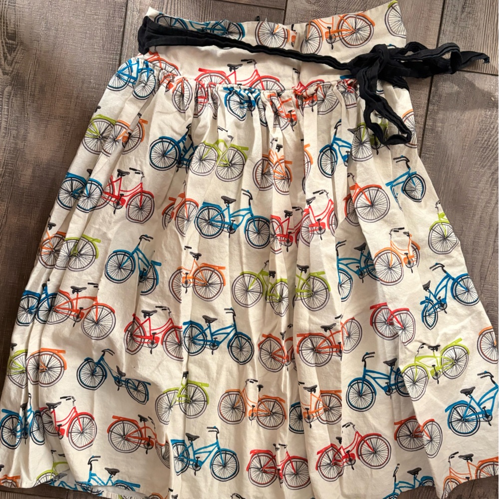 Colorful Bicycle Print Midi Skirt